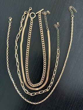 Jewelry Set Gold Bundle: 4 Necklaces, 2 Bracelets, 9 Rings and 12 Earrings